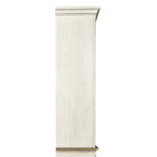 Farmhouse Reimagined - Entertainment Hutch - Antique White / Chestnut Tops