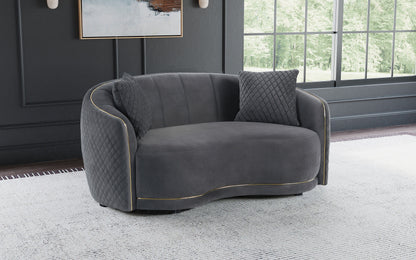 Brookside - Velvet Upholstered Curved Loveseat - Dark Gray