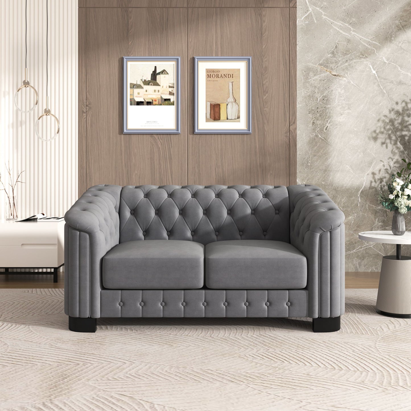 Upholstered Loveseat Sofa With Thick Removable Seat Cushion