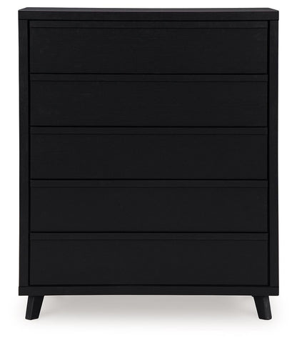 Danziar - Black - Five Drawer Wide Chest