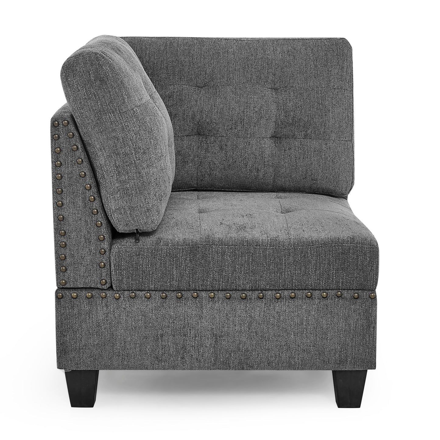 Modular Corner Sofa With Chenille Upholstery - Gray