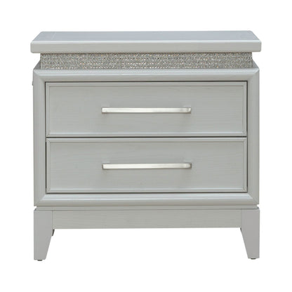 Reflections - Nightstand With Lights and Charging Station - White