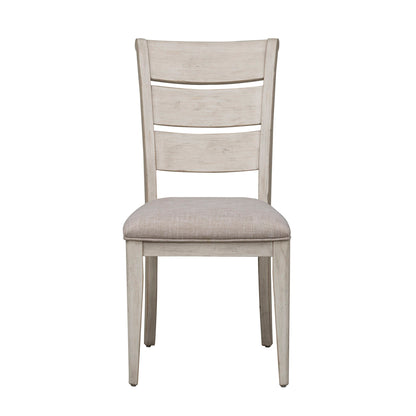 Farmhouse Reimagined - Ladder Back Upholstered Side Chair - White