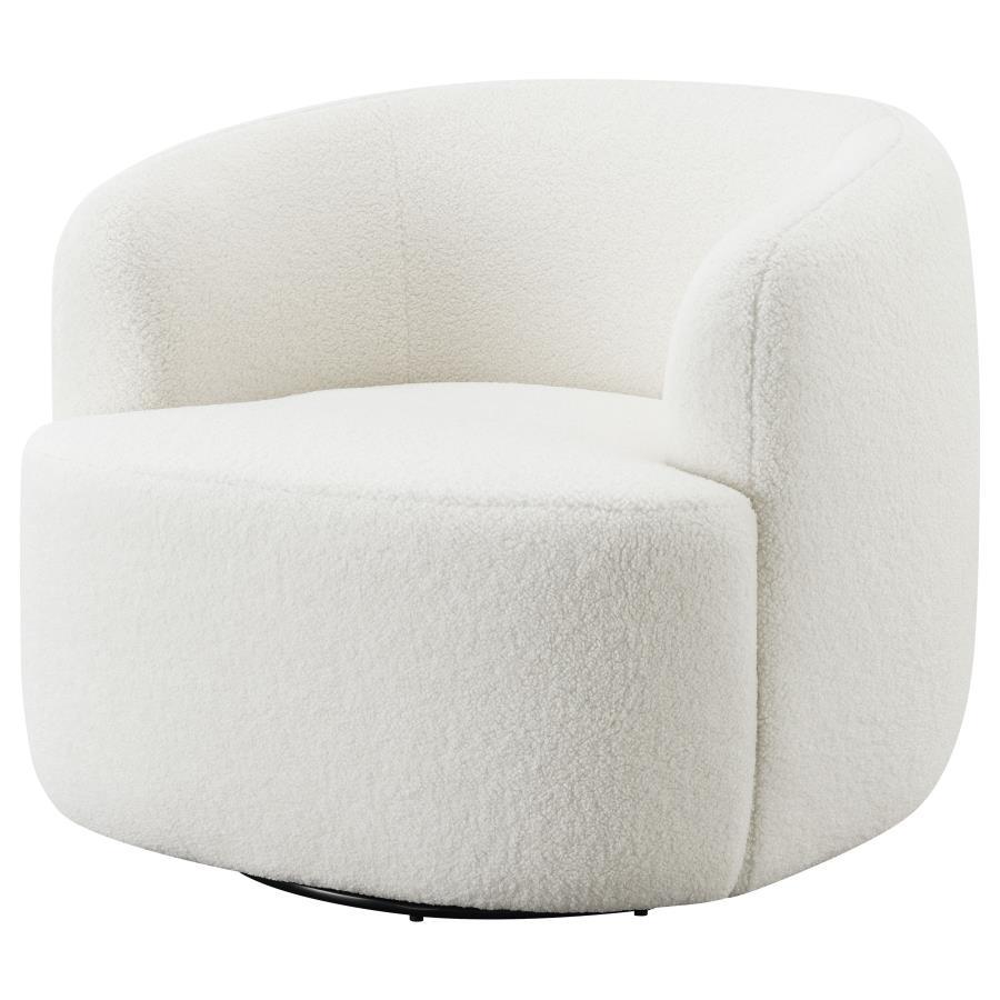 Hudson - Faux Sheepskin Upholstered Swivel Chair - Natural