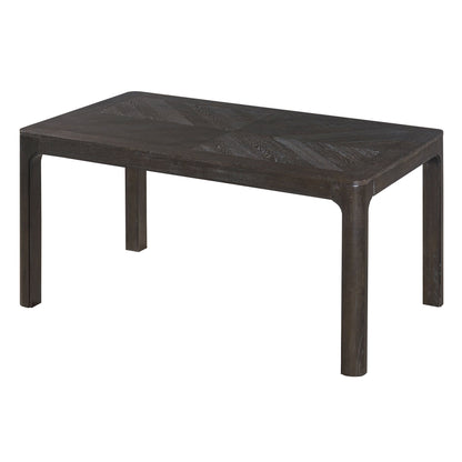 Rectangular Dining Table With Parquet Top, Rounded Corners
