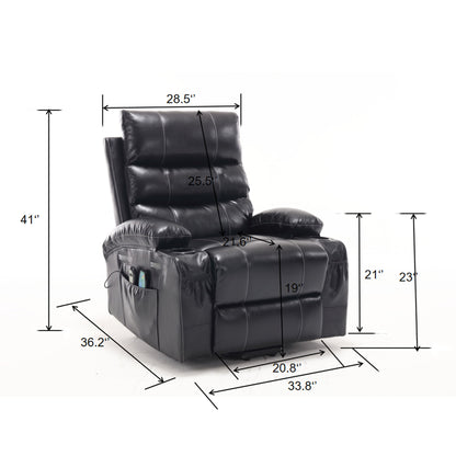 Large Size Electric Power Lift Recliner Chair Sofa With 8 Point Vibration Massage And Lumbar Heat