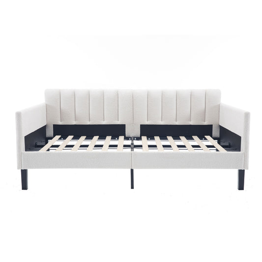 Elena - Boucle Upholstered Daybed, Ribbed Tufted Backrest