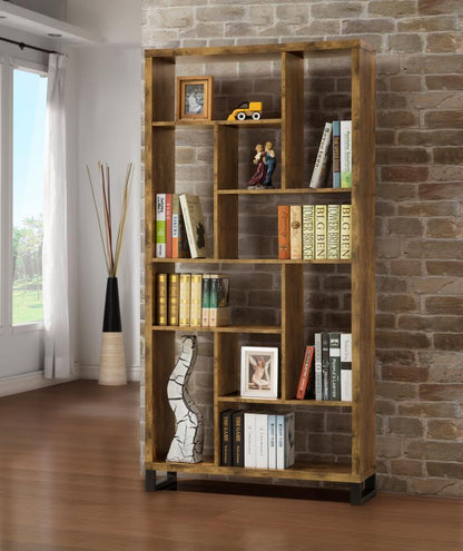 Delwin - 10-Shelf Bookcase - Antique Nutmeg