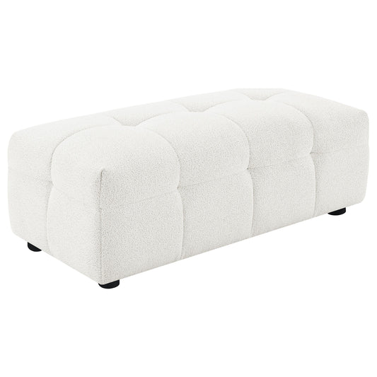 Everly - Boucle Upholstered Rectangular Ottoman - White