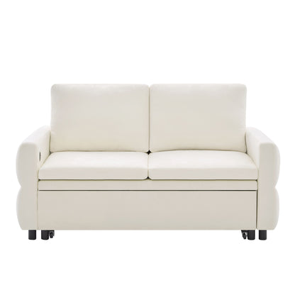 Convertible Sofa Bed Loveseat With Adjustable Backrest And USB Ports