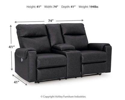 Axtellton - Carbon - Dbl Power Reclining Loveseat with Console