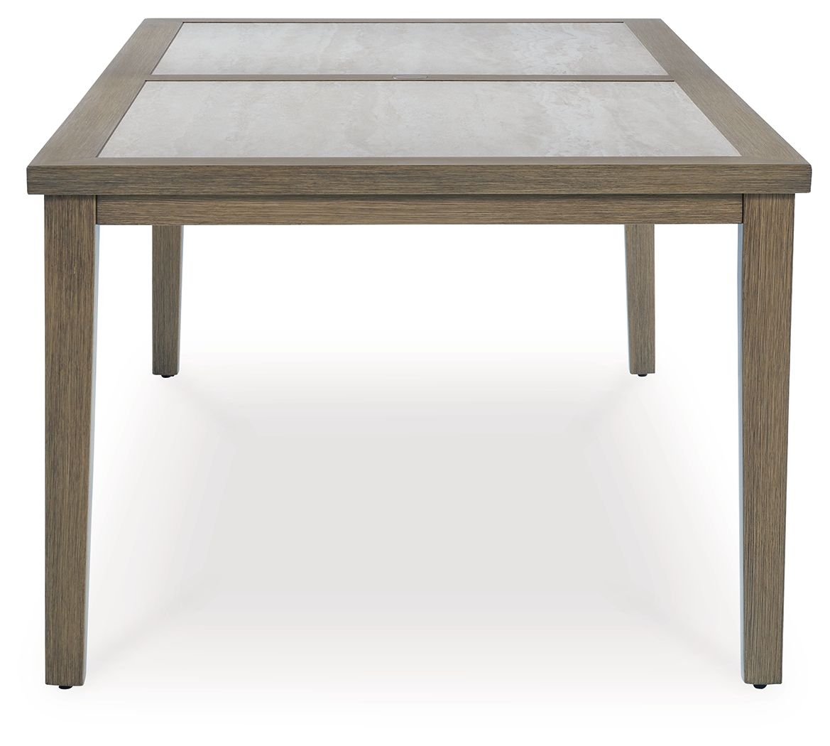 Rainier Ranch - Brown / Beige - Rectangle Dining Table With Umbrella Option