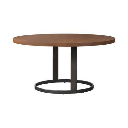 Marino Round Dining Table Natural Cherry And Chrome - Dark Brown