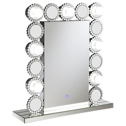 Aghes - Rectangular Table - Mirror With Led Lighting Mirror - Silver