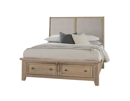 Woodbridge - Storage Upolstered Bed - Light Brown Wood