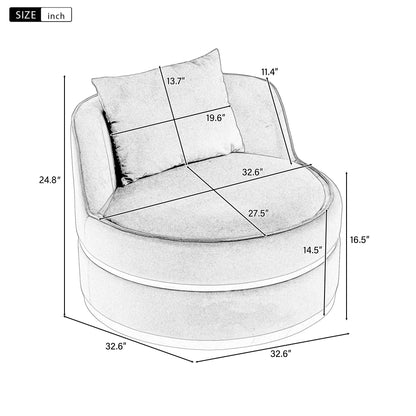 360 Degree Swivel Over Sized Upholstered Barrel Chair