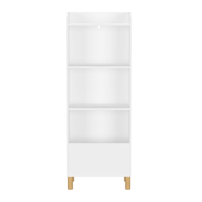 4 Tier Bookcase, Book Display With Safety Restraint, Storage Cabinet For Playroom - White