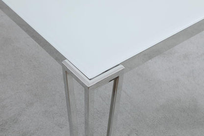 Pauline - Rectangular Dining Table With Metal Leg - White And Chrome