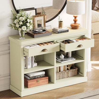 Console Table With 2 Drawers And Open Shelves
