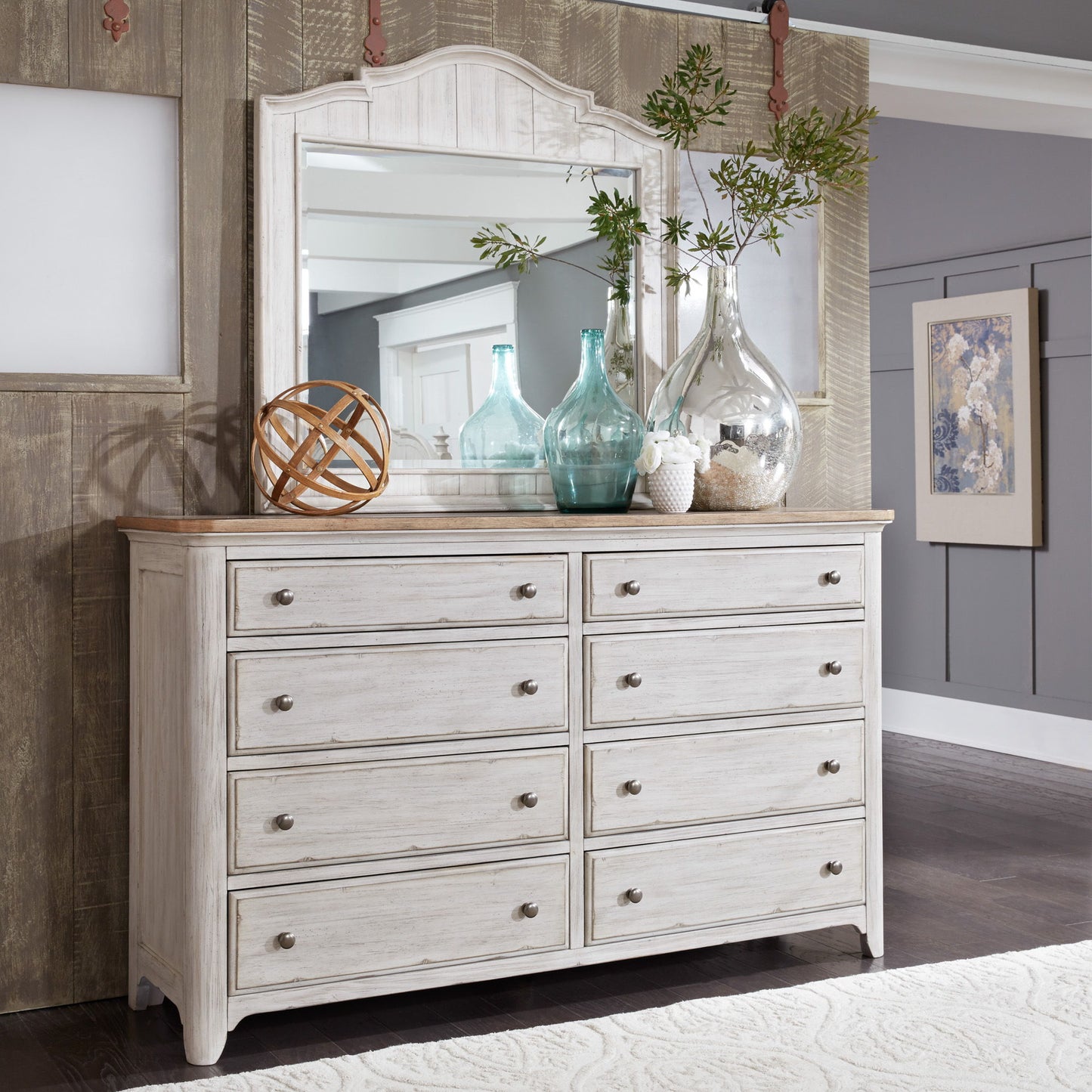 Farmhouse Reimagined - Dresser & Mirror - White