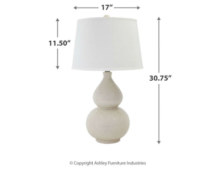 Saffi - Cream - Ceramic Table Lamp