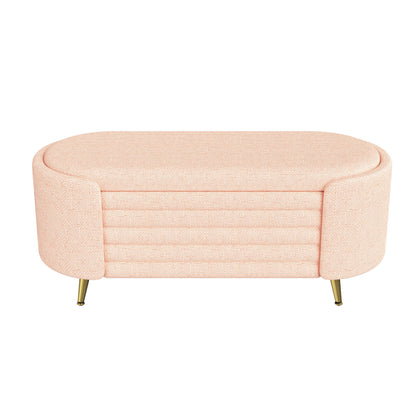 Modern Oval Storage Ottoman With Upholstery