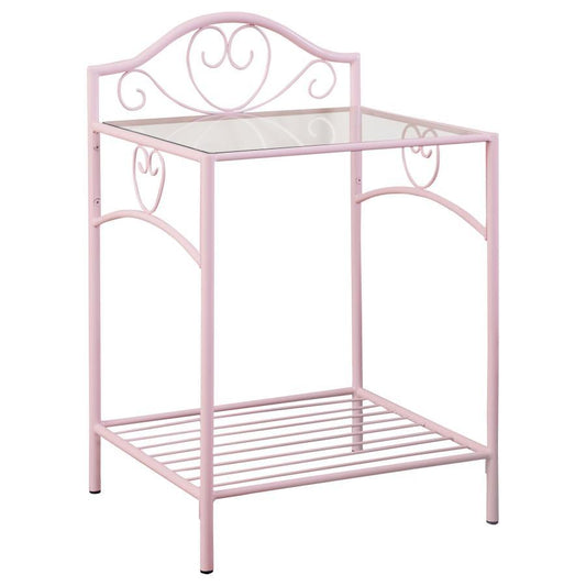 Massi - Metal 1-Shelf Nightstand - Powder Pink