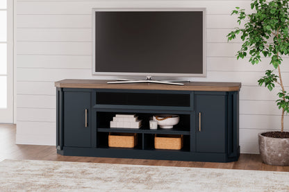 Landocken - Brown / Blue - XL TV Stand W/Fireplace Option