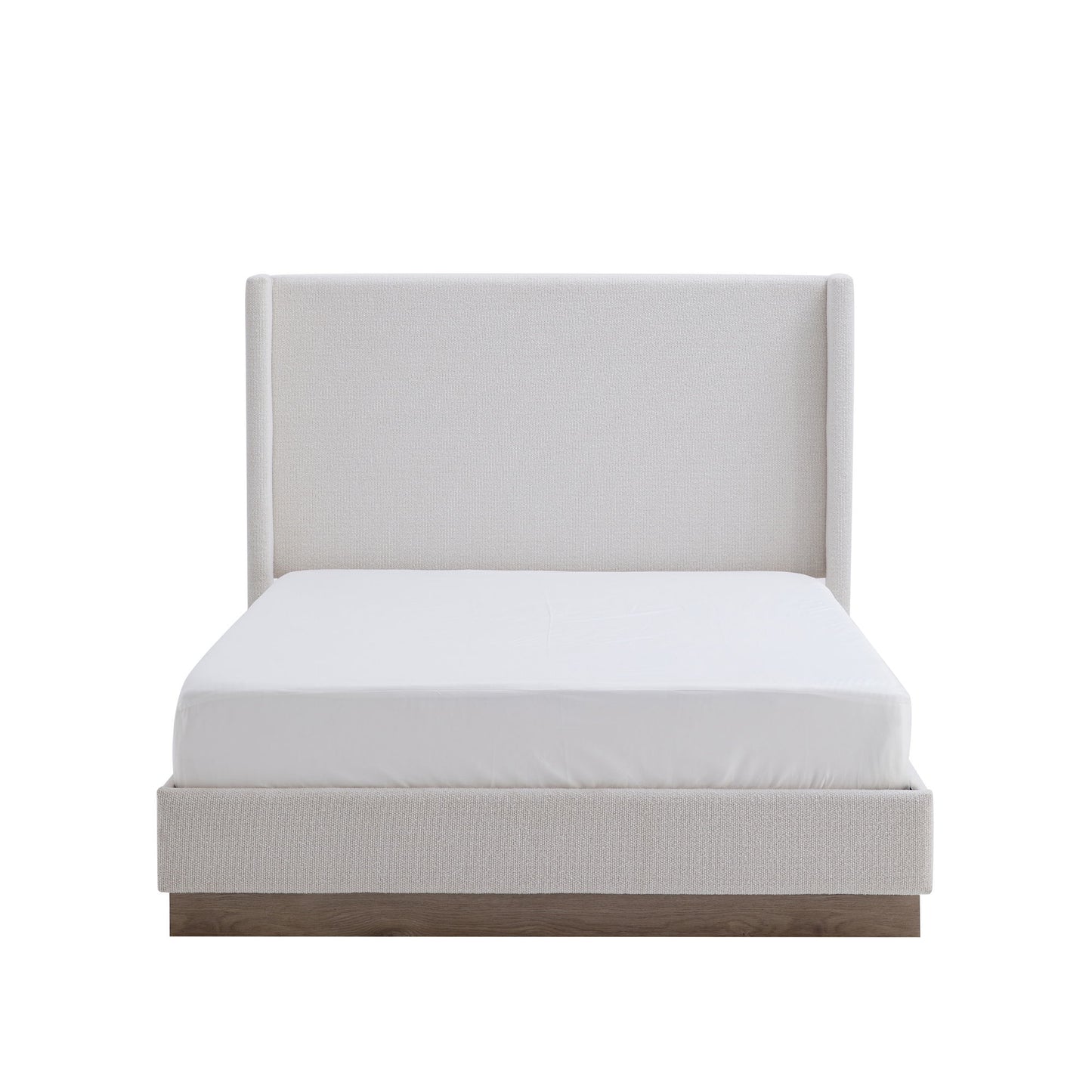 Hosford - Minimalist Upholstered Wingback Bed With Wood Base Platform