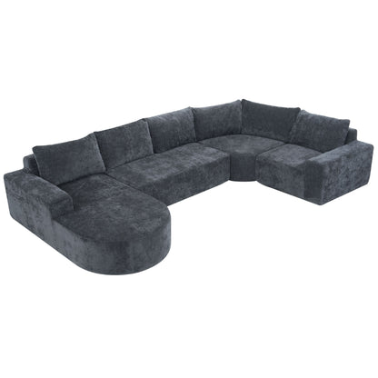 U-Shaped Oversized Modular Cloud Sectional Sofa With Deep Seat For Living Room