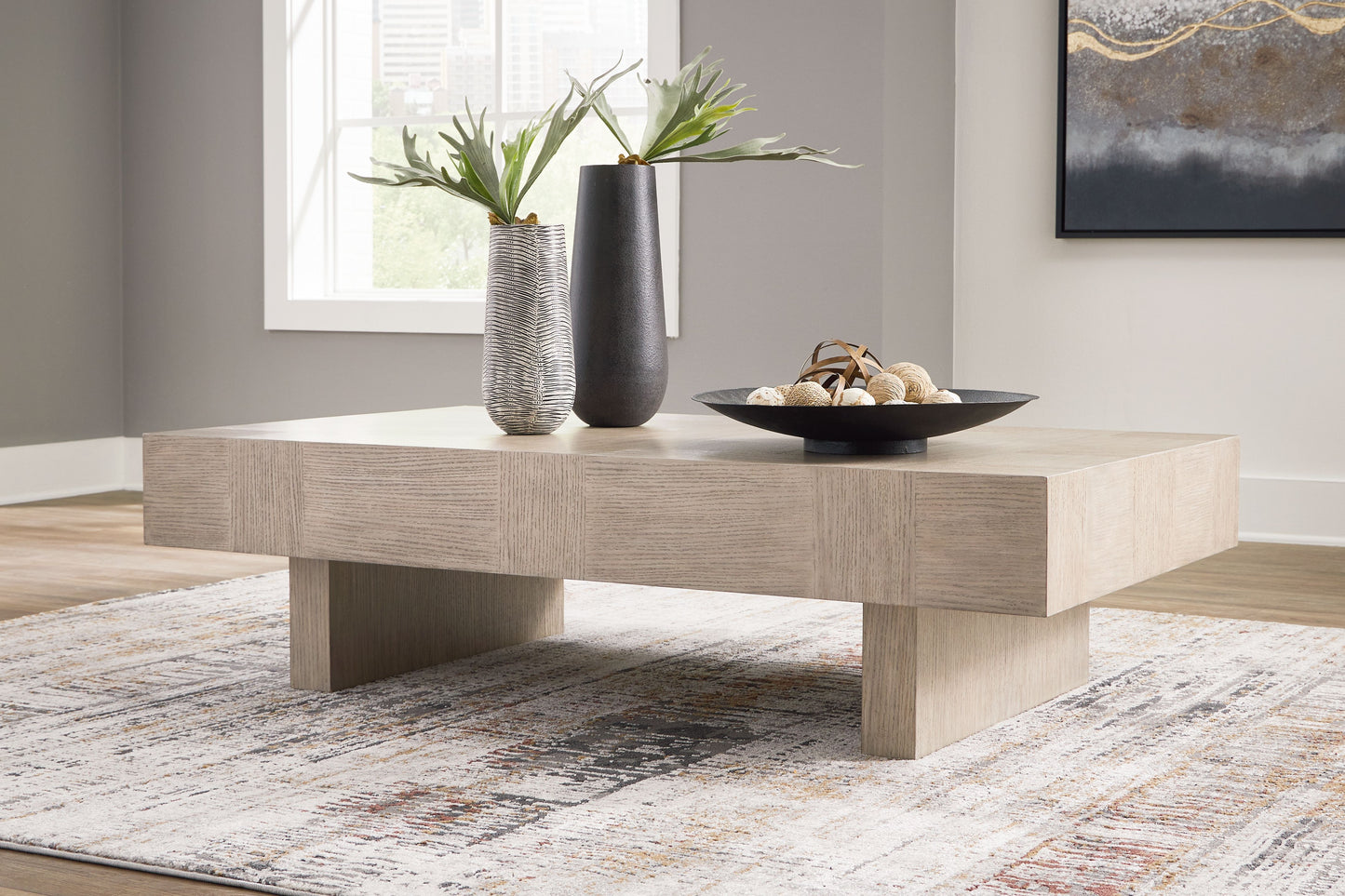 Jorlaina - Light Grayish Brown - Rectangular Cocktail Table