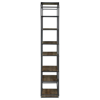 Leland - 6-Shelf Bookcase - Rustic Brown And Dark Gray