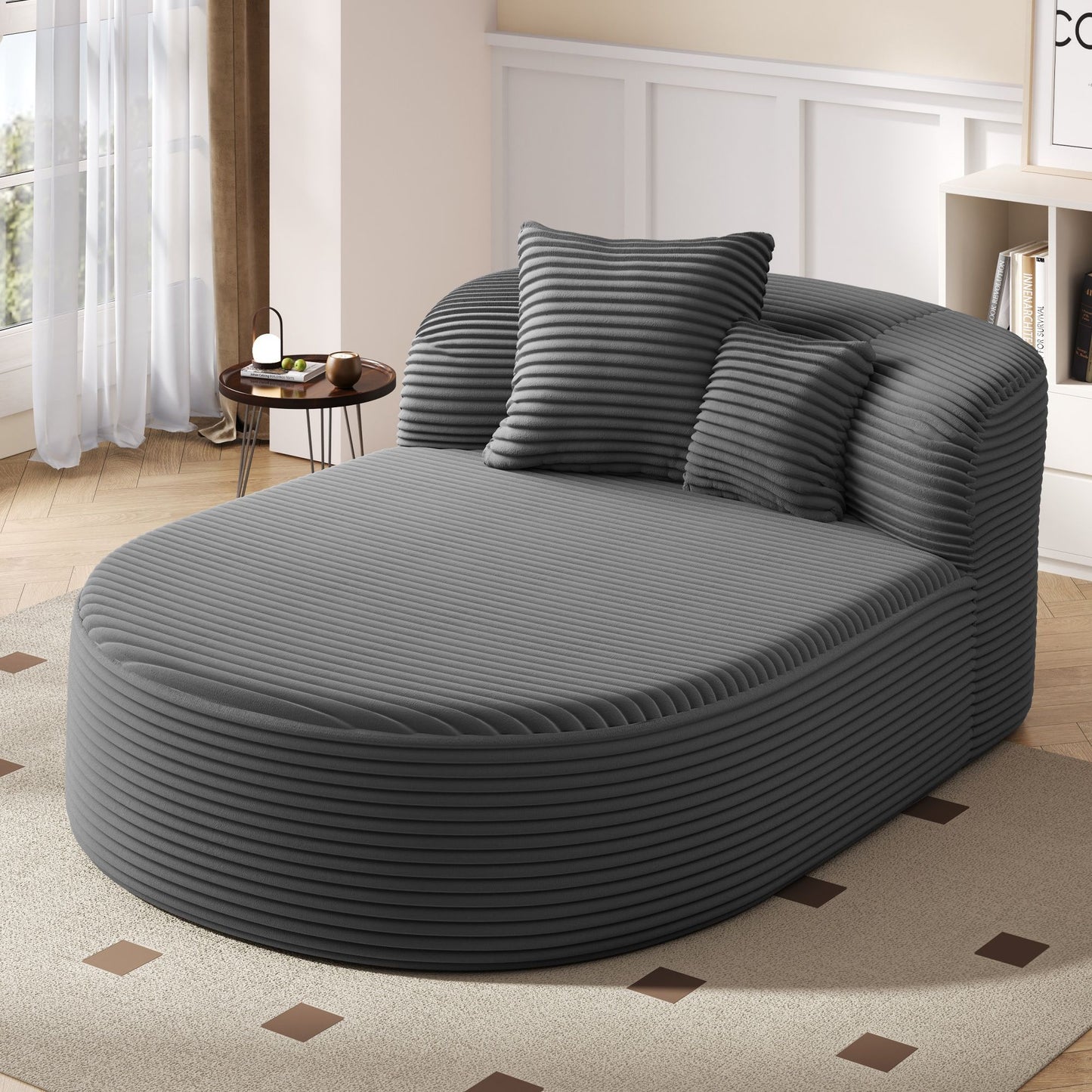 Modern Chaise Lounge Sofa Boneless Couch With Supportive Pillows