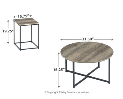 Wadeworth Brown / Beige Occasional Table Set (Set of 3)