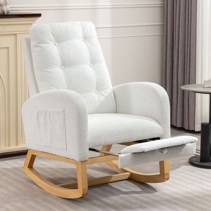 Accent Rocking Chair With Footrest, High Back