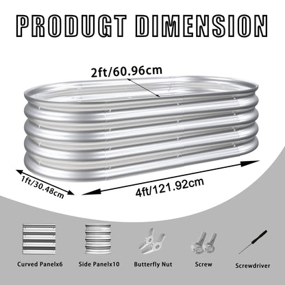 Heavy Duty Galvanized Raised Garden Bed Kit For Vegetables, Flowers & Herbs
