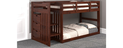 TT154B Twin/Twin Stair Bunk Low Loft Chocolate