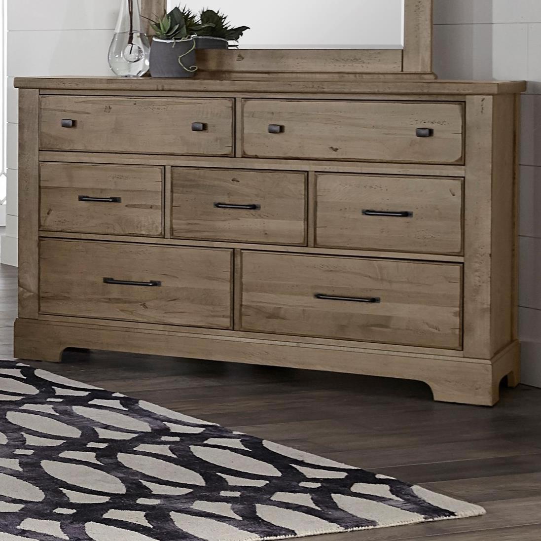 Vaughan-Bassett Cool Rustic 7 Drawer Dresser in Stone Grey