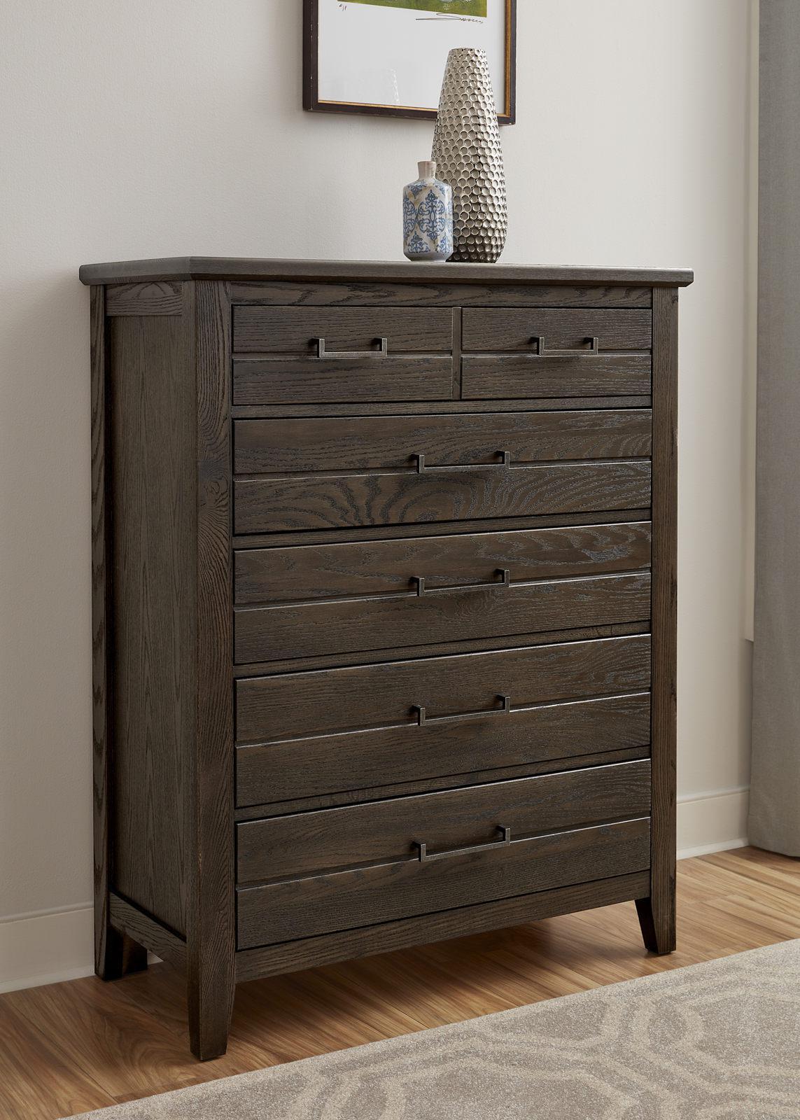 Vaughan-Bassett Passageways Charleston Brown 5 Drawer Chest in Dark Brown