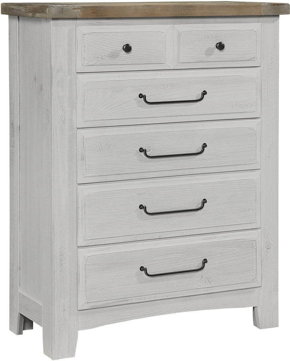 Vaughn-Bassett Sawmill 5 Drawer Chest in Alabaster Two Tone image