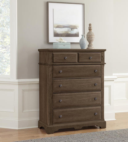 Vaughan-Bassett Heritage 5 Drawer Chest in Cobblestone Oak