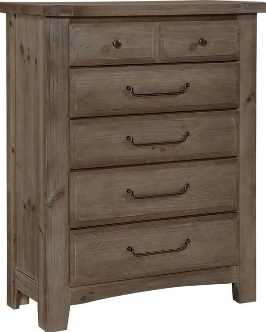 Vaughn-Bassett Sawmill 5 Drawer Chest in Saddle Grey image