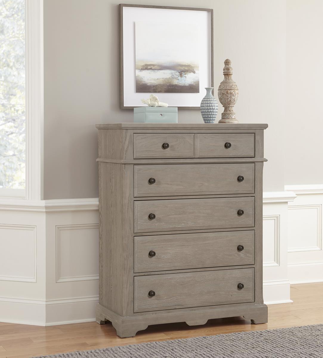 Vaughan-Bassett Heritage 5 Drawer Chest in Greystone