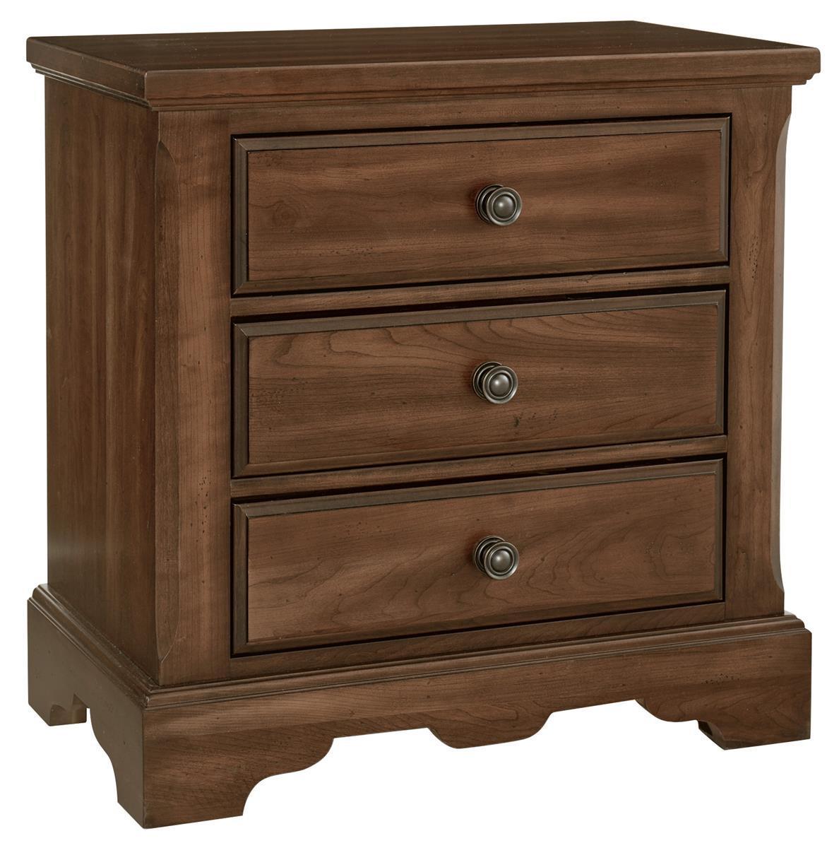 Vaughan-Bassett Heritage 3 Drawer Nightstand in Amish Cherry image