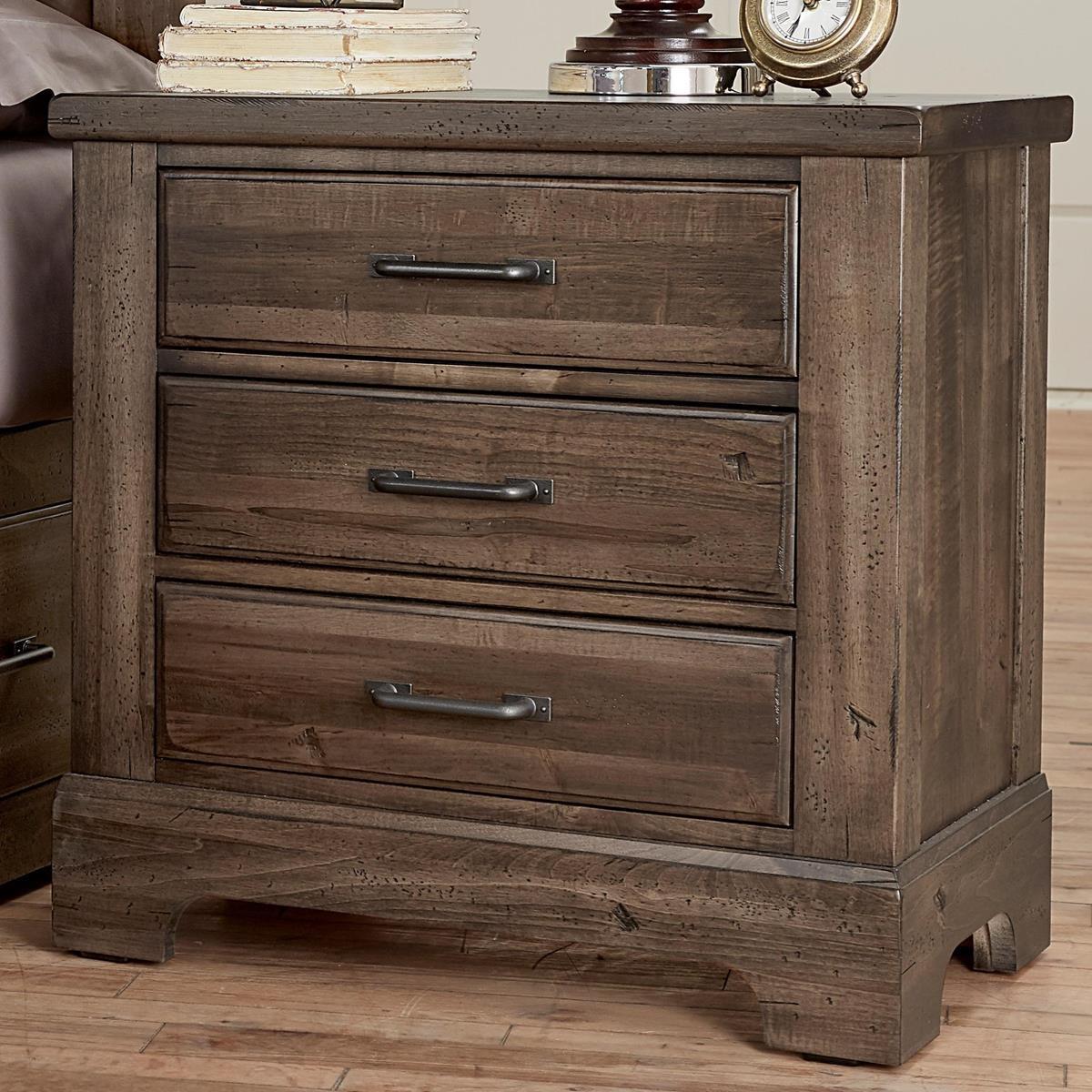 Vaughan-Bassett Cool Rustic 3 Drawer Nightstand in Mink