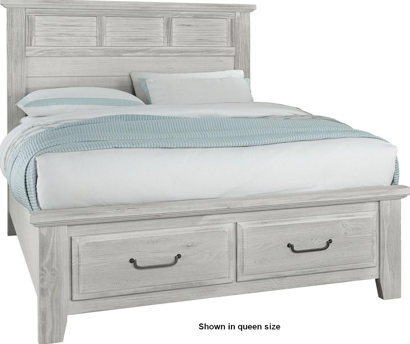 Vaughan-Bassett Sawmill Queen Louver Storage Bed in Alabaster Two Tone image