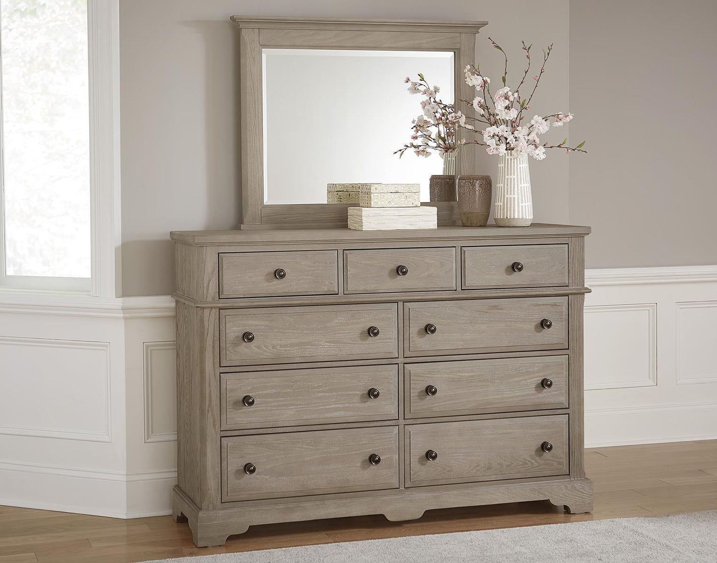 Vaughan-Bassett Heritage 9 Drawer Bureau in Greystone