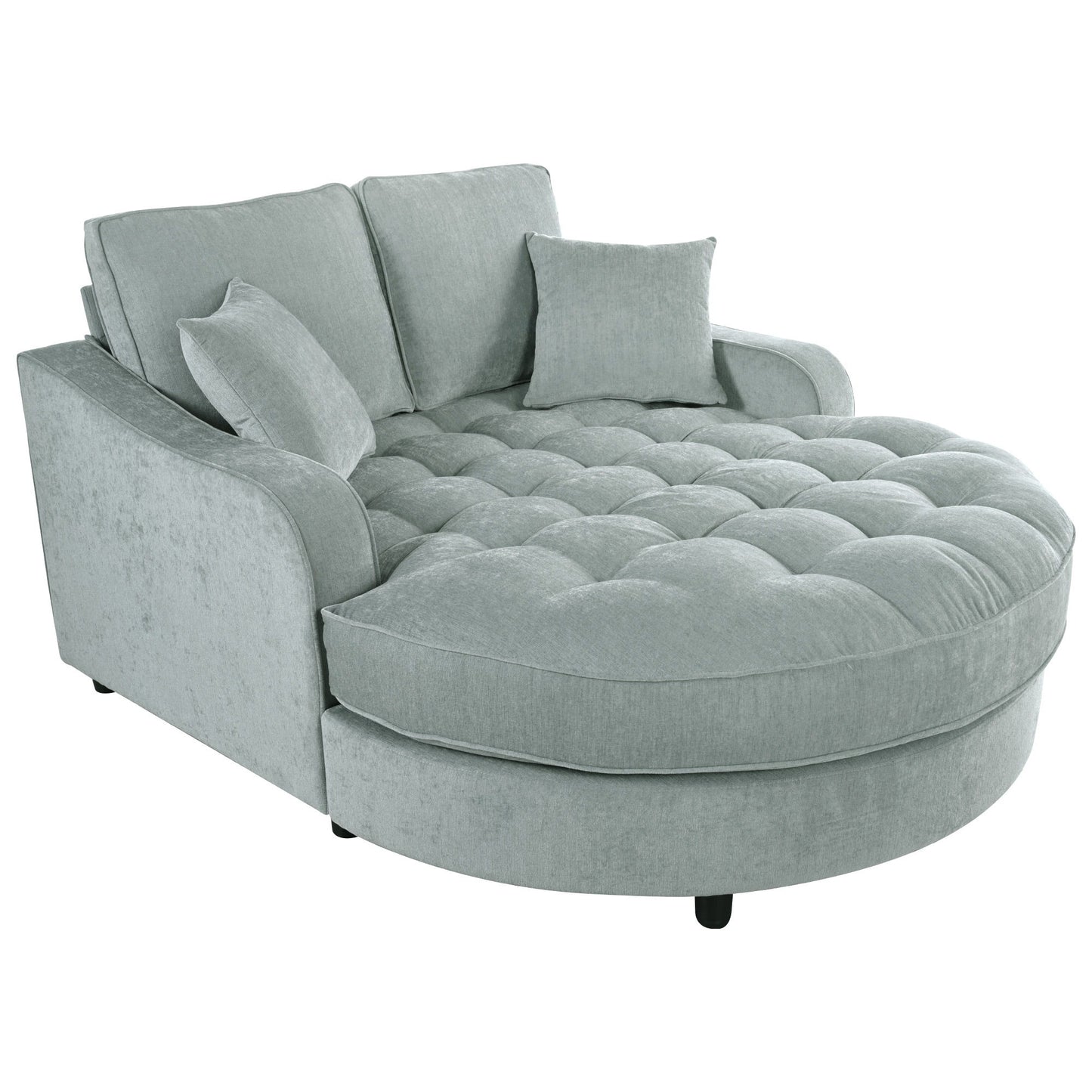 Modern Chaise Lounge Upholstered Sofa Couch With Tufted Seat And Detachable Pillows For Living Room