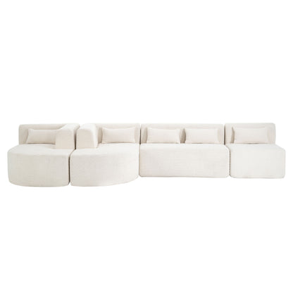 Upholstered Sofa Free Combined Sofa Couch With 2 Chaise Lounge And Five Back Pillows For Living Room