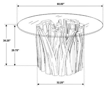 Asbury - Round Glass Top Dining Table - Teak Brown